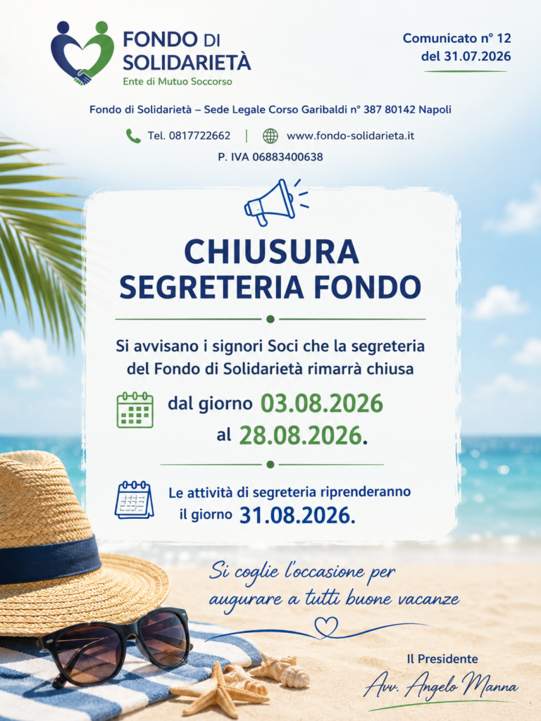 COMUNICATO N. 12-2026: CHIUSURA SEGRETERIA FONDO